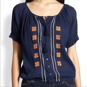Joie Dolina Embroidered Short Sleeve Blouse size XS